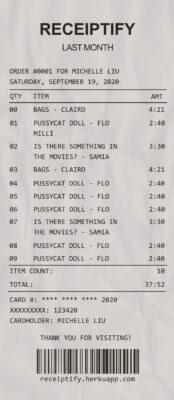 Fake Receiptify template Receipt
