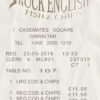 Fake Rock English payment Receipt