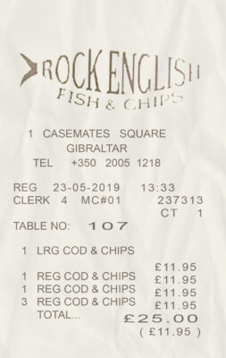 Fake Rock English payment Receipt