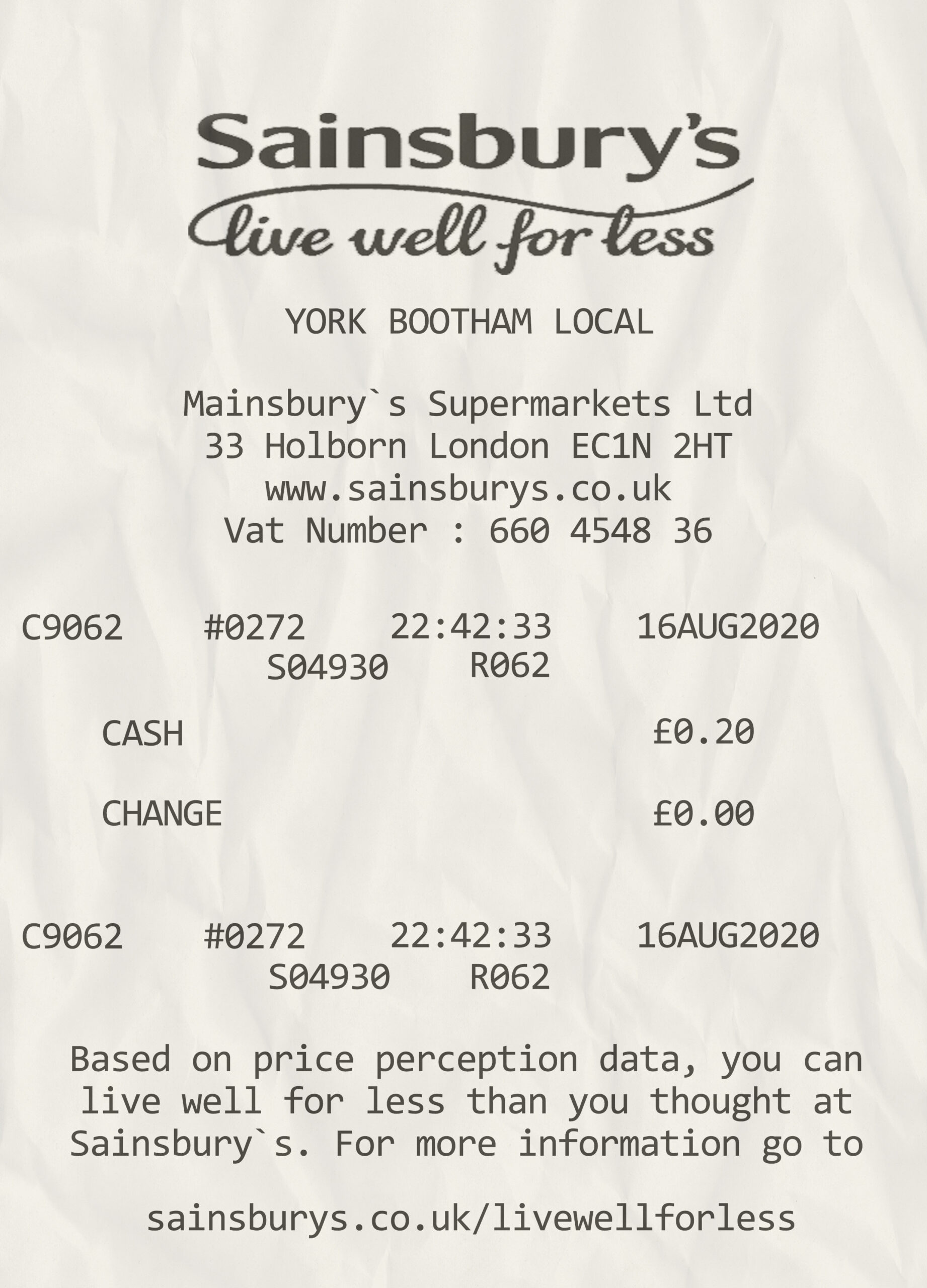 Fake Sainsbury’s payment receipt
