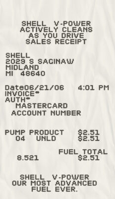 Fake Shell v-power payment Receipt