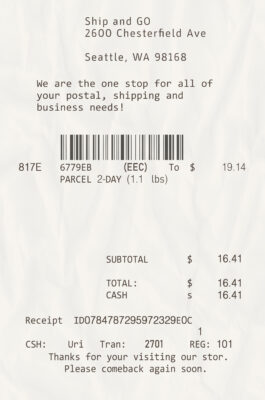 Fake Ship and go Receipt