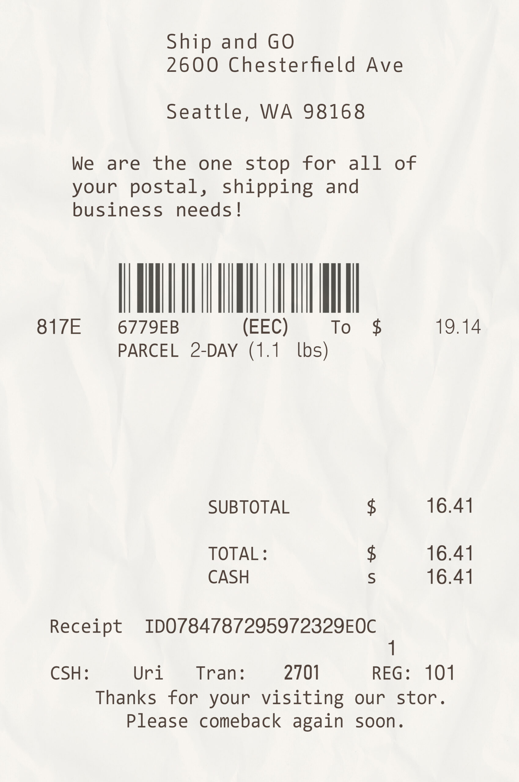 Fake Ship and go Receipt