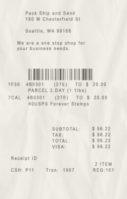 Fake Shipping Store Receipt