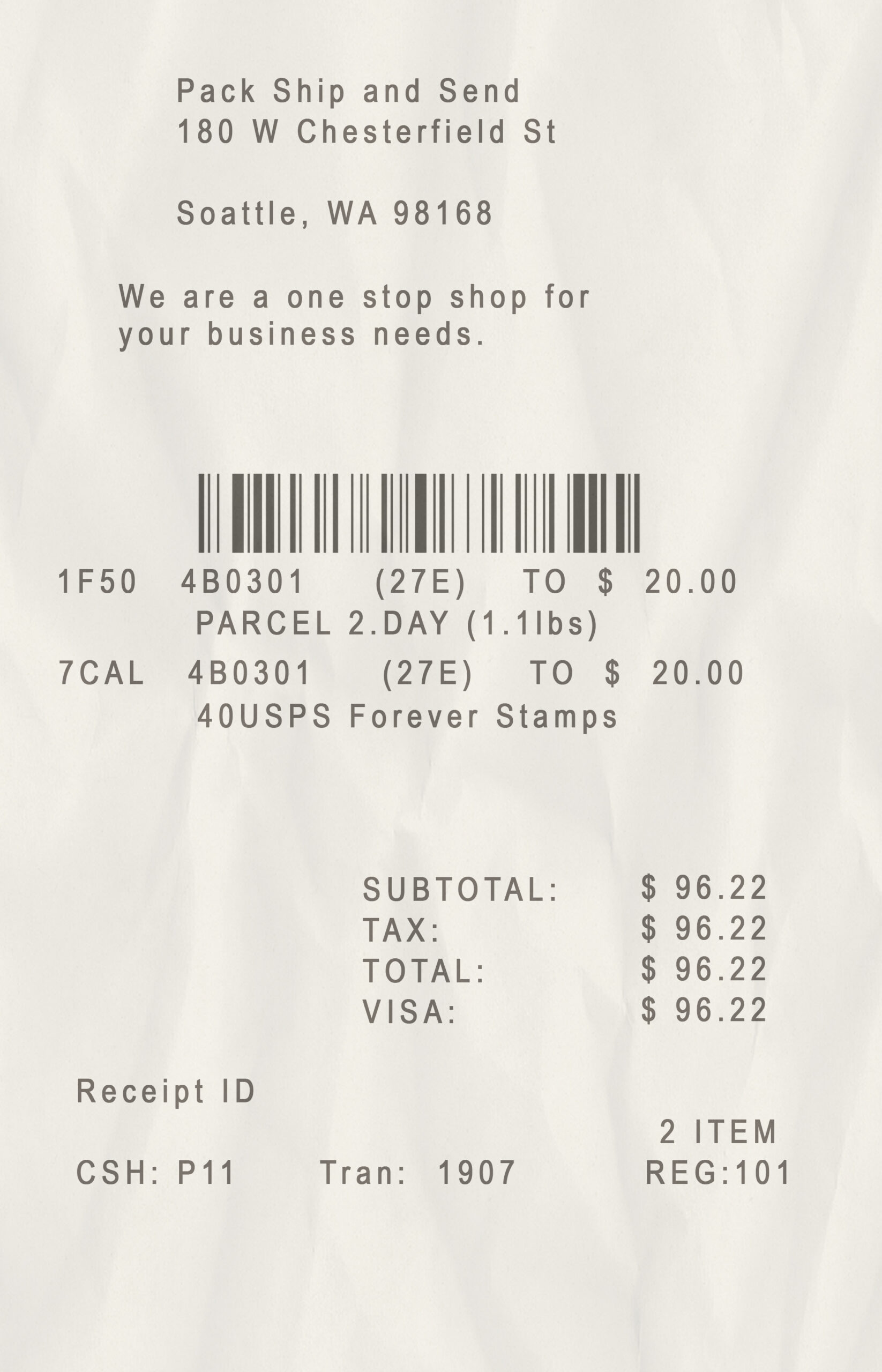 Fake Shipping Store Receipt