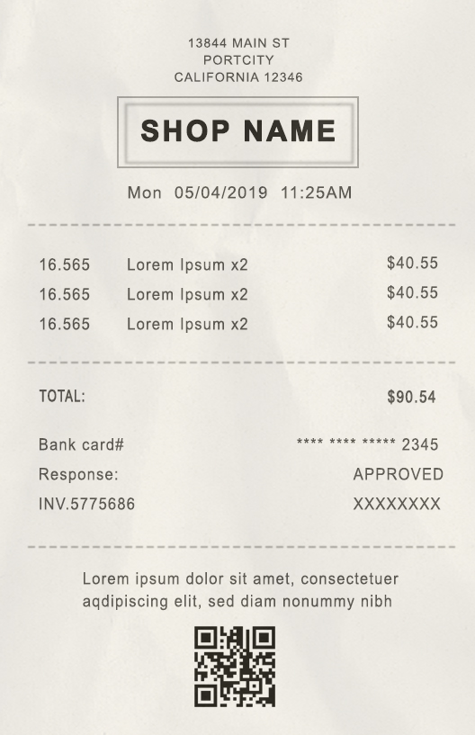 Fake Shop Receipt