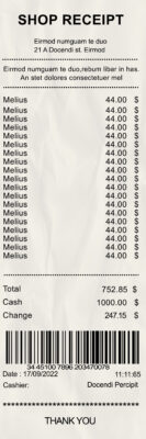 Fake Shop payment check template Receipt