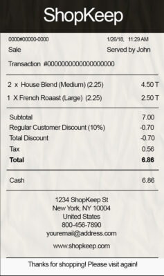 Fake Shop keep payment Receipt