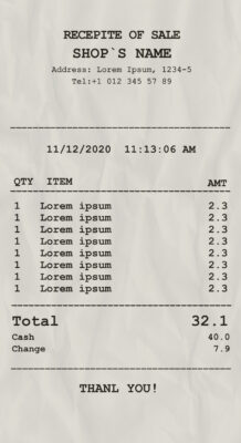 Fake Shop’s payment Receipt