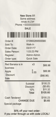 Fake Store payment Receipt