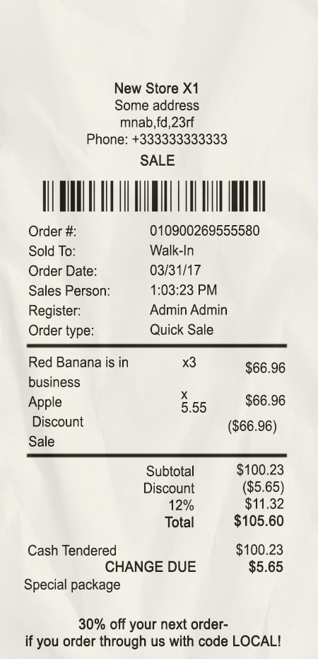 Fake Store payment Receipt