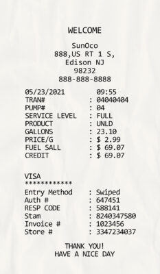 Fake Sunoco Receipt