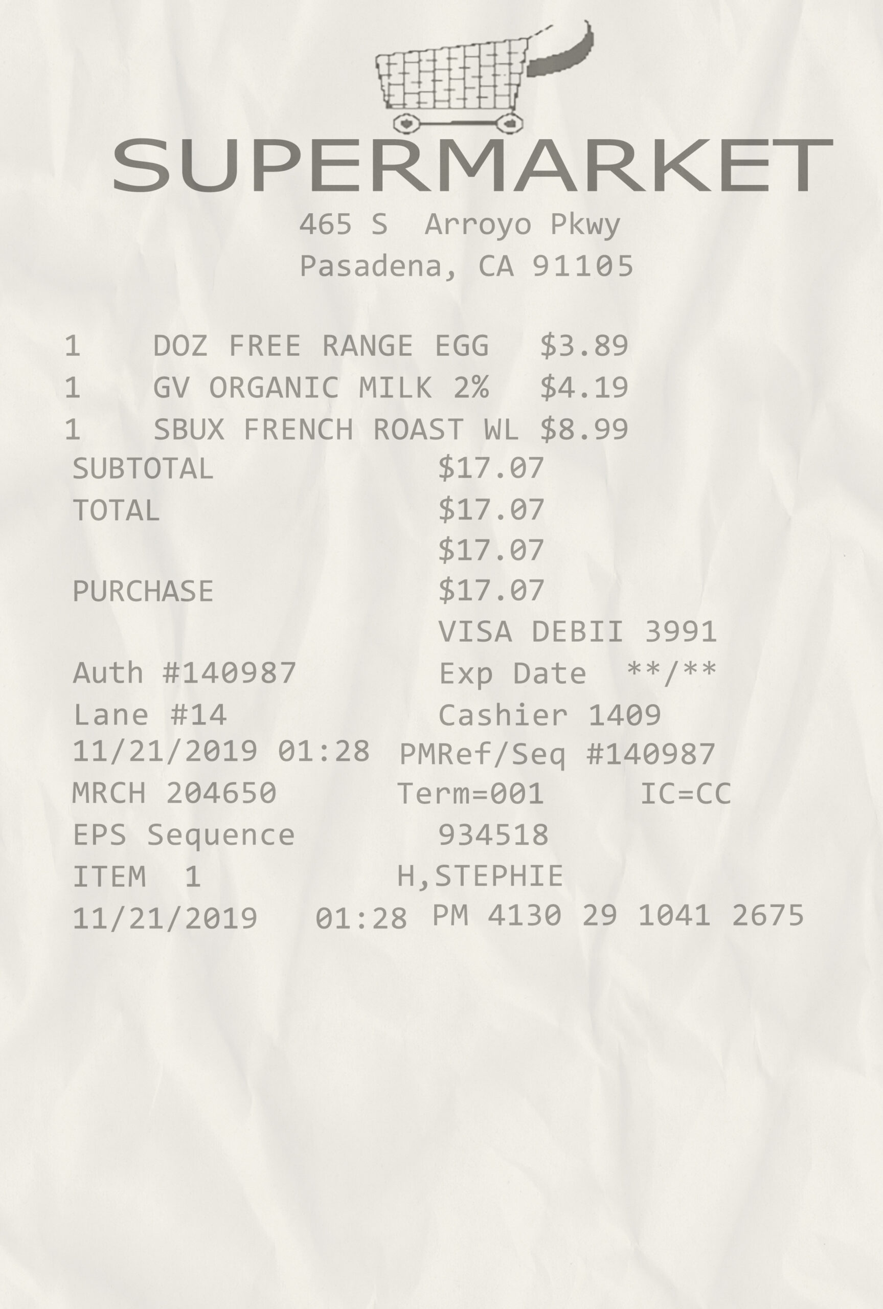 Fake Supermarket Receipt