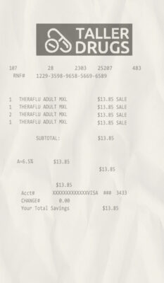 Fake Taller Drugs payment Receipt