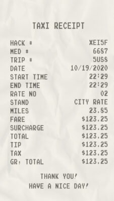 Fake Taxi payment Receipt