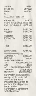 Fake Taxi payment receipt Receipt