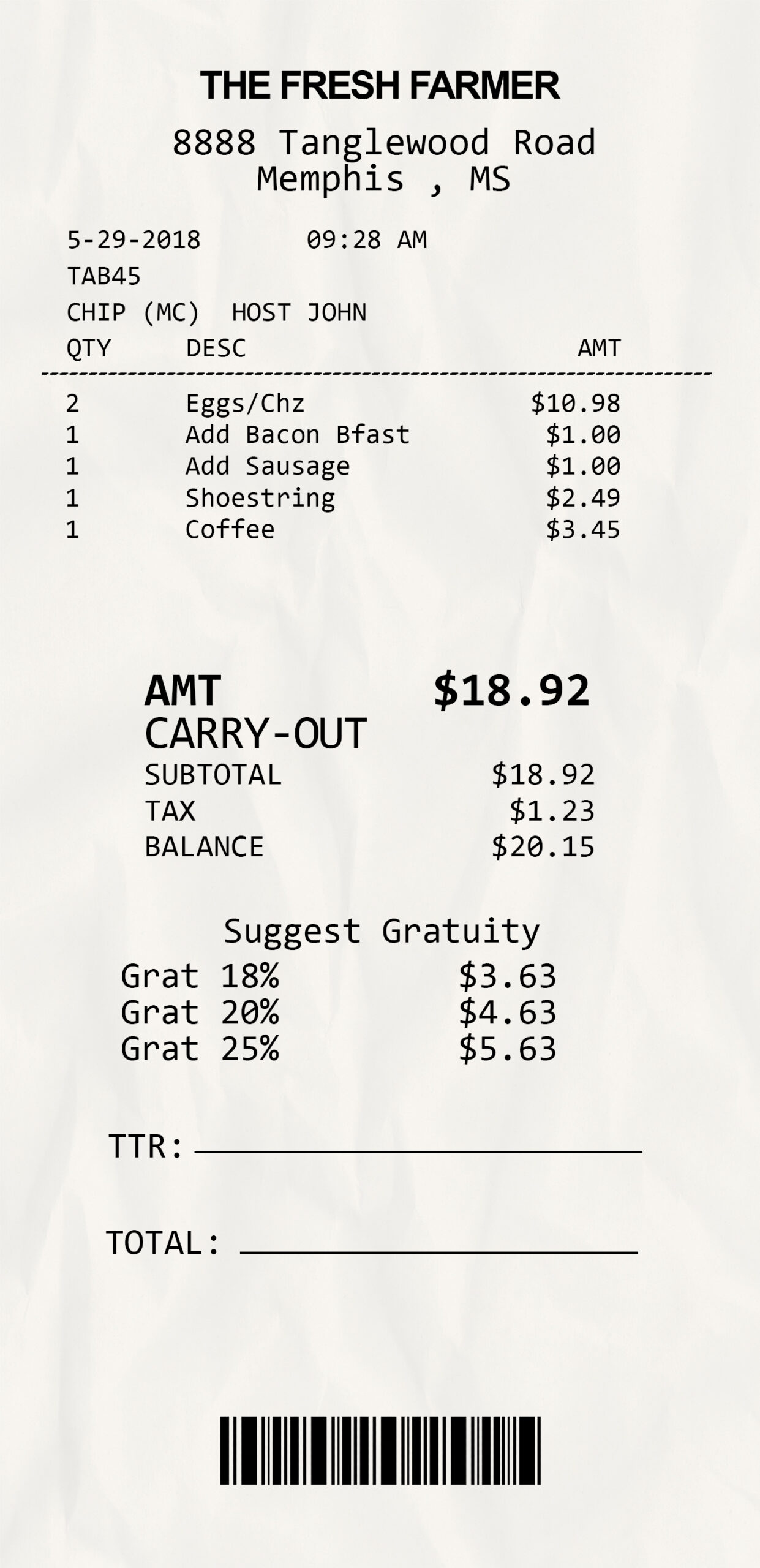 Fake The Fresh Farmer payment Receipt