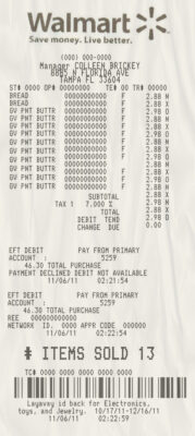 Fake Walmart payment check Receipt