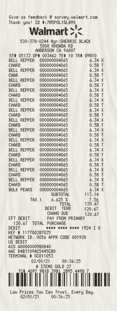 Fake Walmart payment check template Receipt