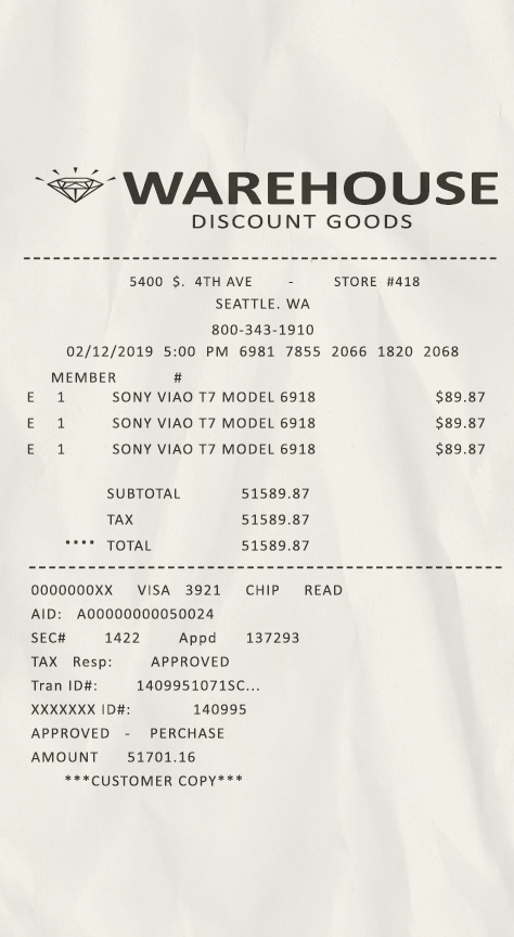 Fake Warehouse receipt