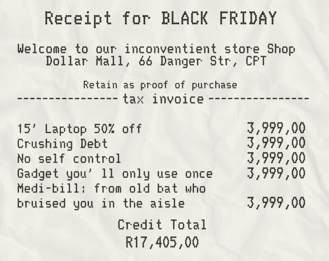 Fake black Friday payment check Receipt