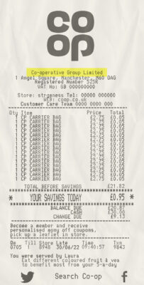 Fake co-operative group limited payment check Receipt