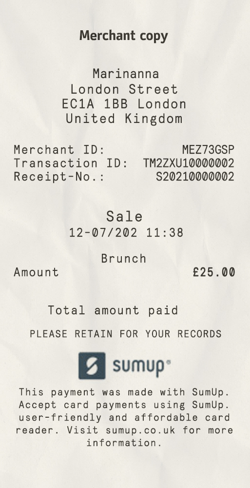 Fake marianna payment Receipt