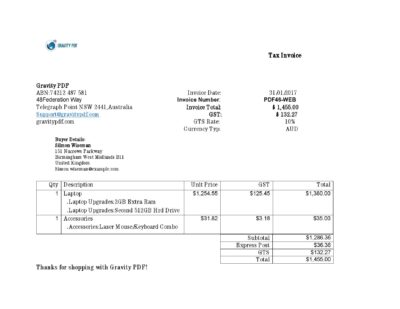 Fake Gravity Receipt