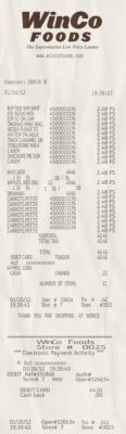 Fake Winco Foods payments Receipt