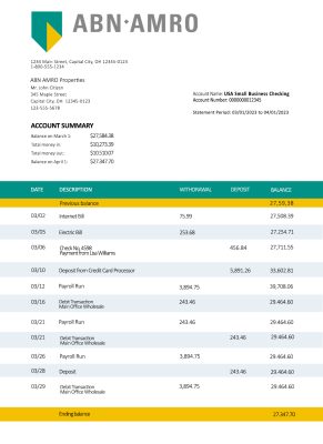 Fake ABN AMRO Business Bank Statement