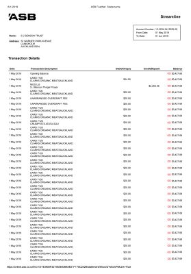 Fake ASB Business Bank Statement