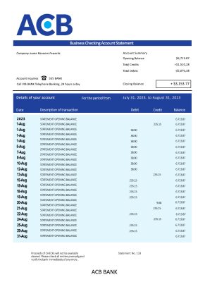 Fake Acb Business Bank Statement