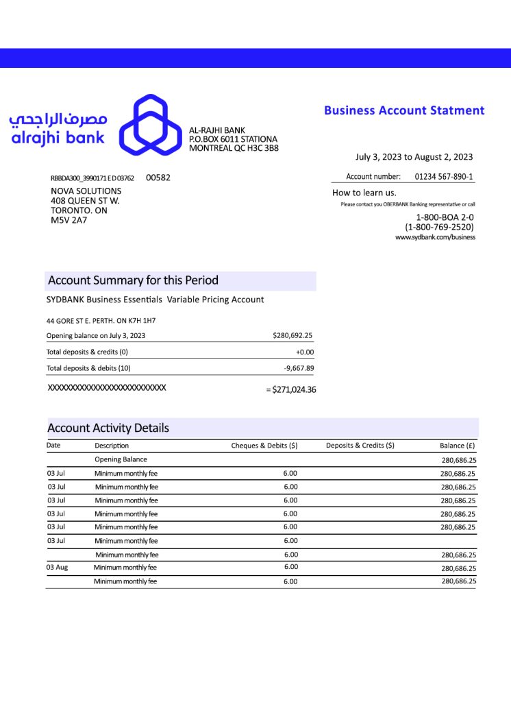 Fake Al-RAJHI Business Bank Statement