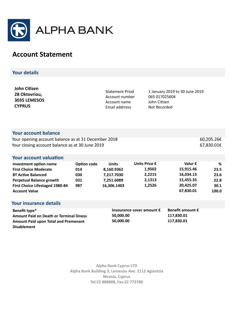 Fake Alpha Business Bank Statement