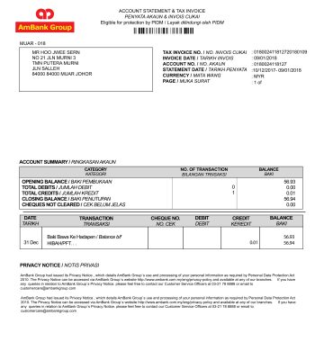 Fake Ambank Business Bank Statement