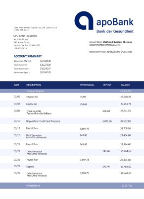 Fake Apobank Business Bank Statement
