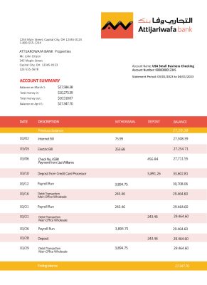 Fake Attijariwafa Business Bank Statement