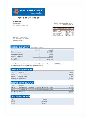 Fake Bank Rakyat Business Statement