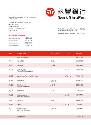 Fake Bank Sinopac Business Statement