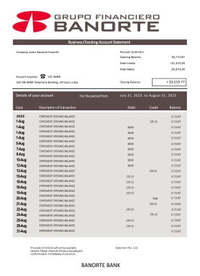 Fake Banorte Business Bank Statement