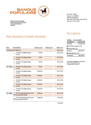 Fake Banque Populaire du Maroc Business Bank Statement