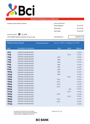 Fake Bci Business Bank Statement