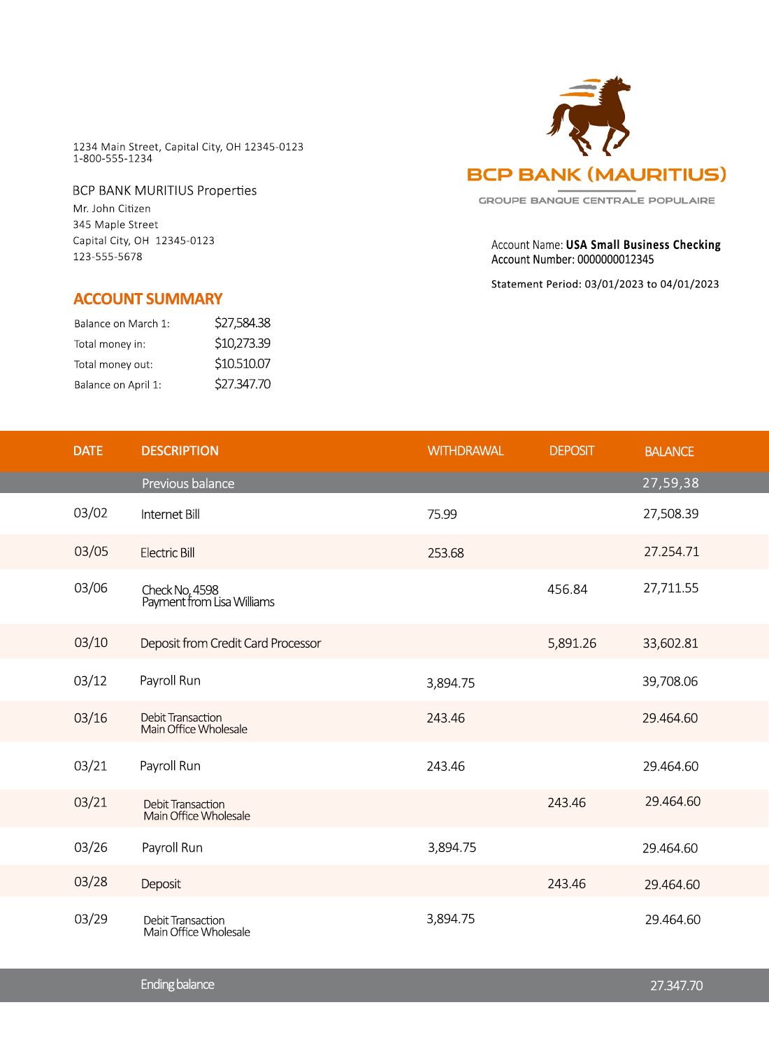 Fake Bcp Business Bank Statement
