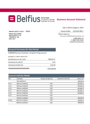 Fake Belfius Business Bank Statement