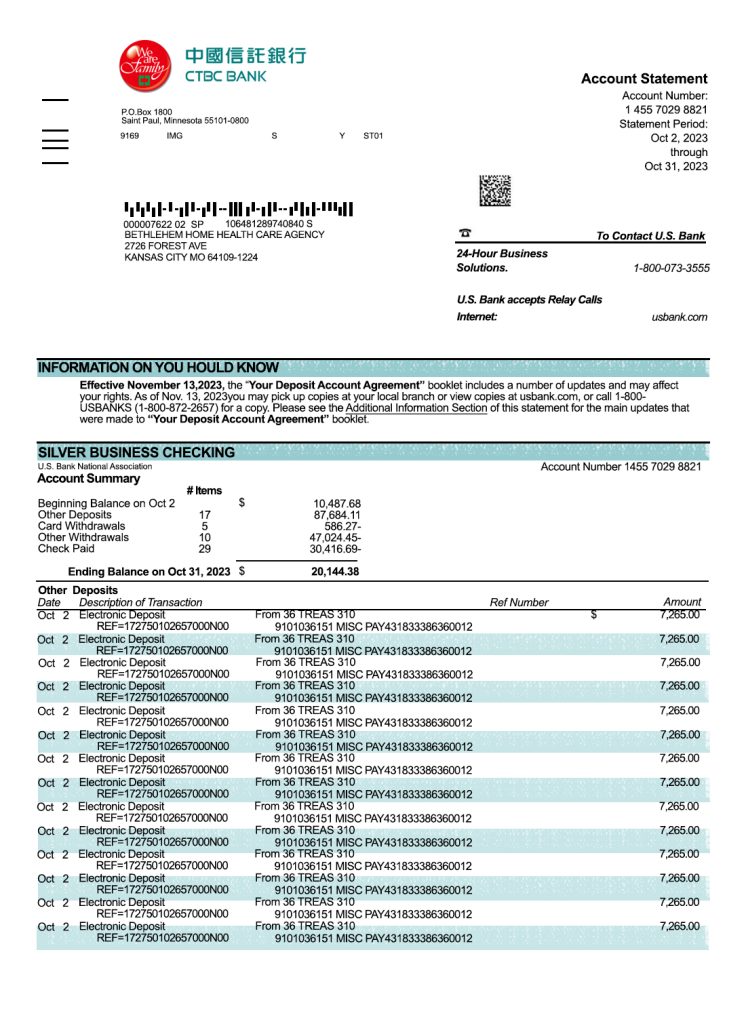 Fake CTBC Business Bank Statement
