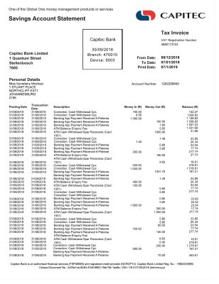Fake Capitec Business Bank Statement