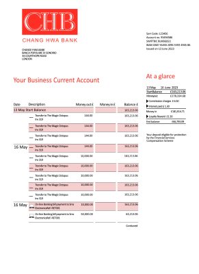 Fake Chang Hwa Business Bank Statement