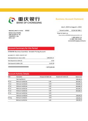 Fake Chongqing Business Bank Statement