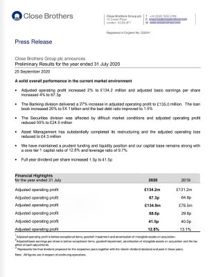 Fake Close Brothers Business Bank Statement