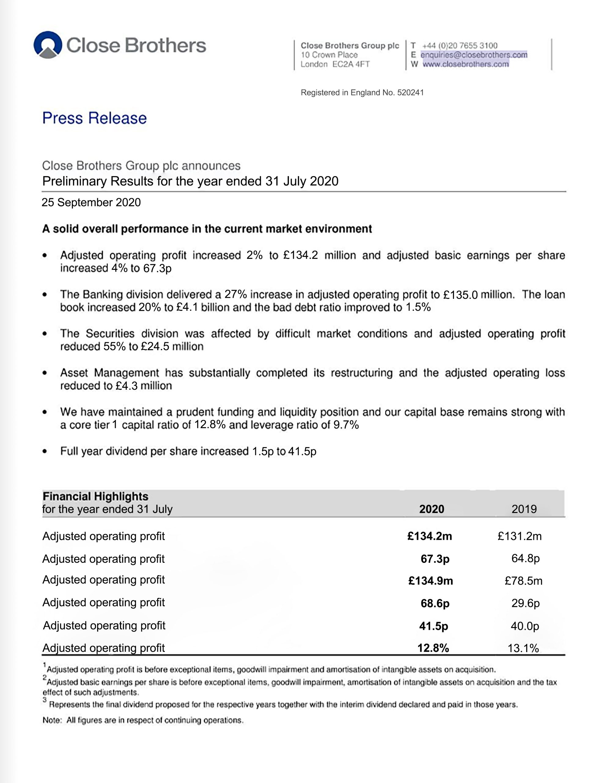 Fake Close Brothers Business Bank Statement